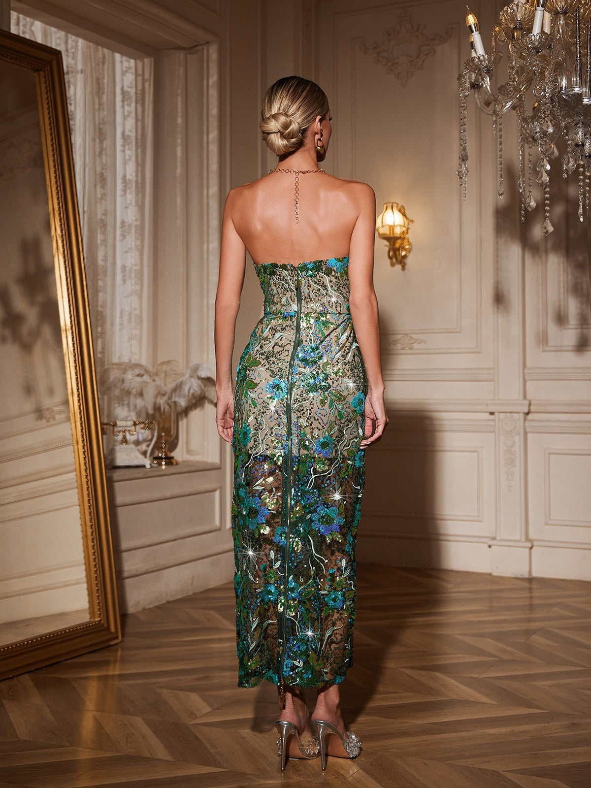 Agron Flower Embroidered Sequin Dress - Image 6