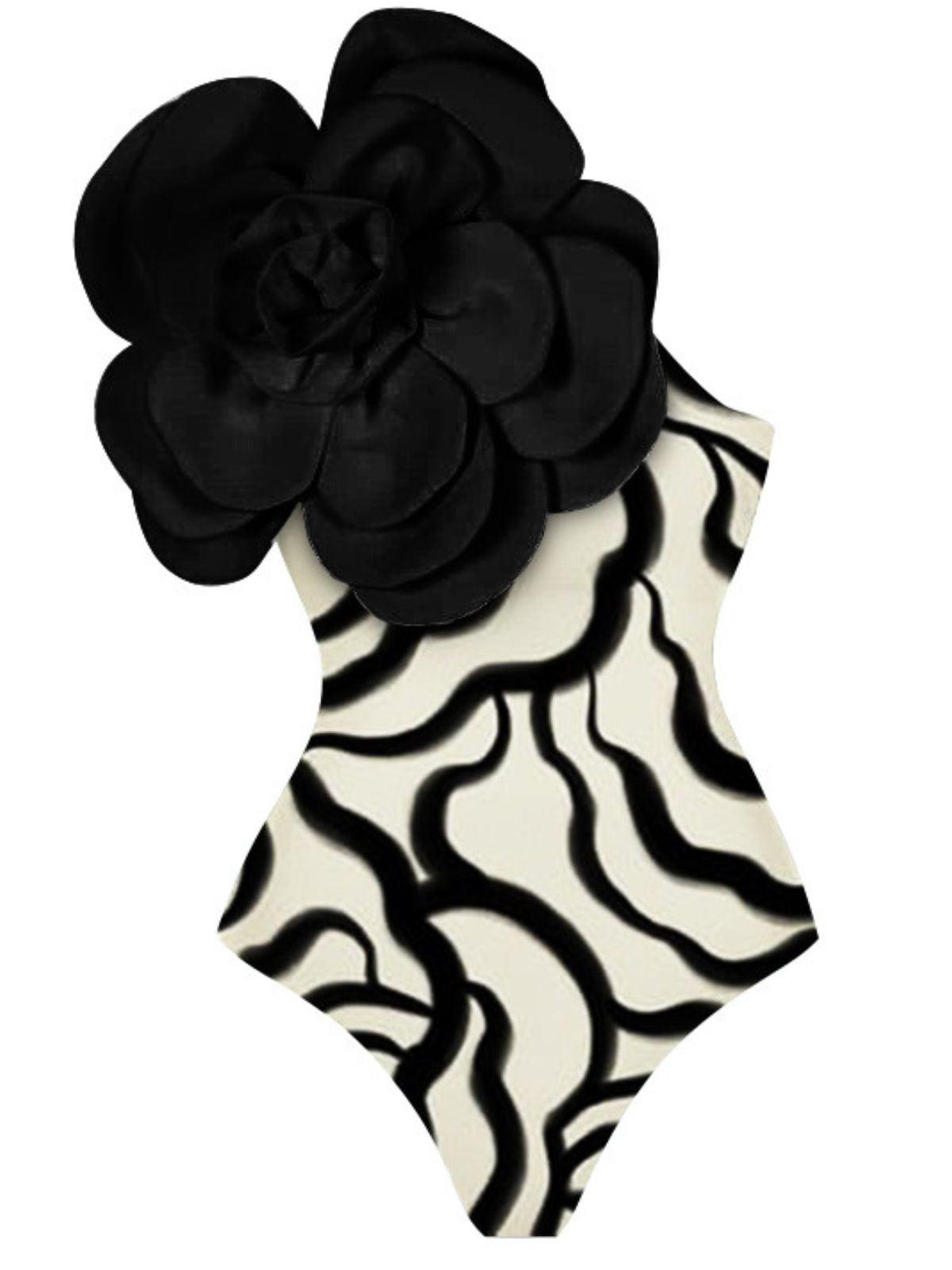 Aureliana Flower Zebra Printed One Piece Swimsuit - Image 7