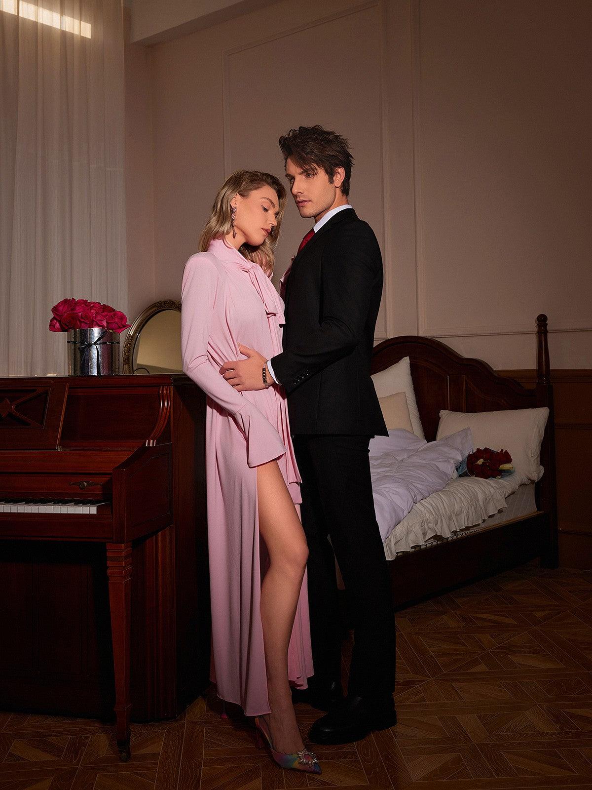 Benton Long Sleeve Flower Maxi Dress In Pink - Image 5