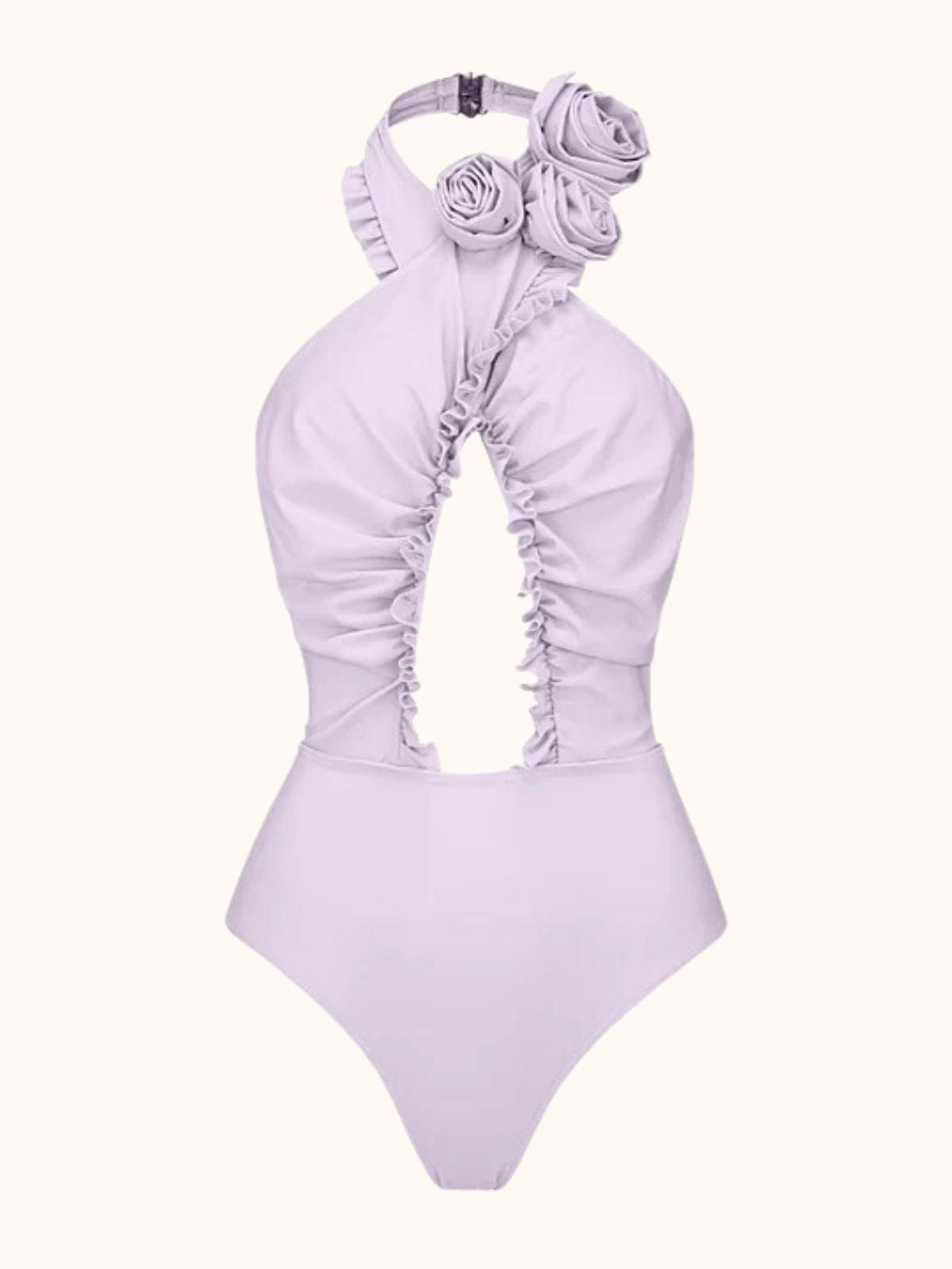 Cally Halterneck Swimwear Two Piece Set In Lilac - Image 8