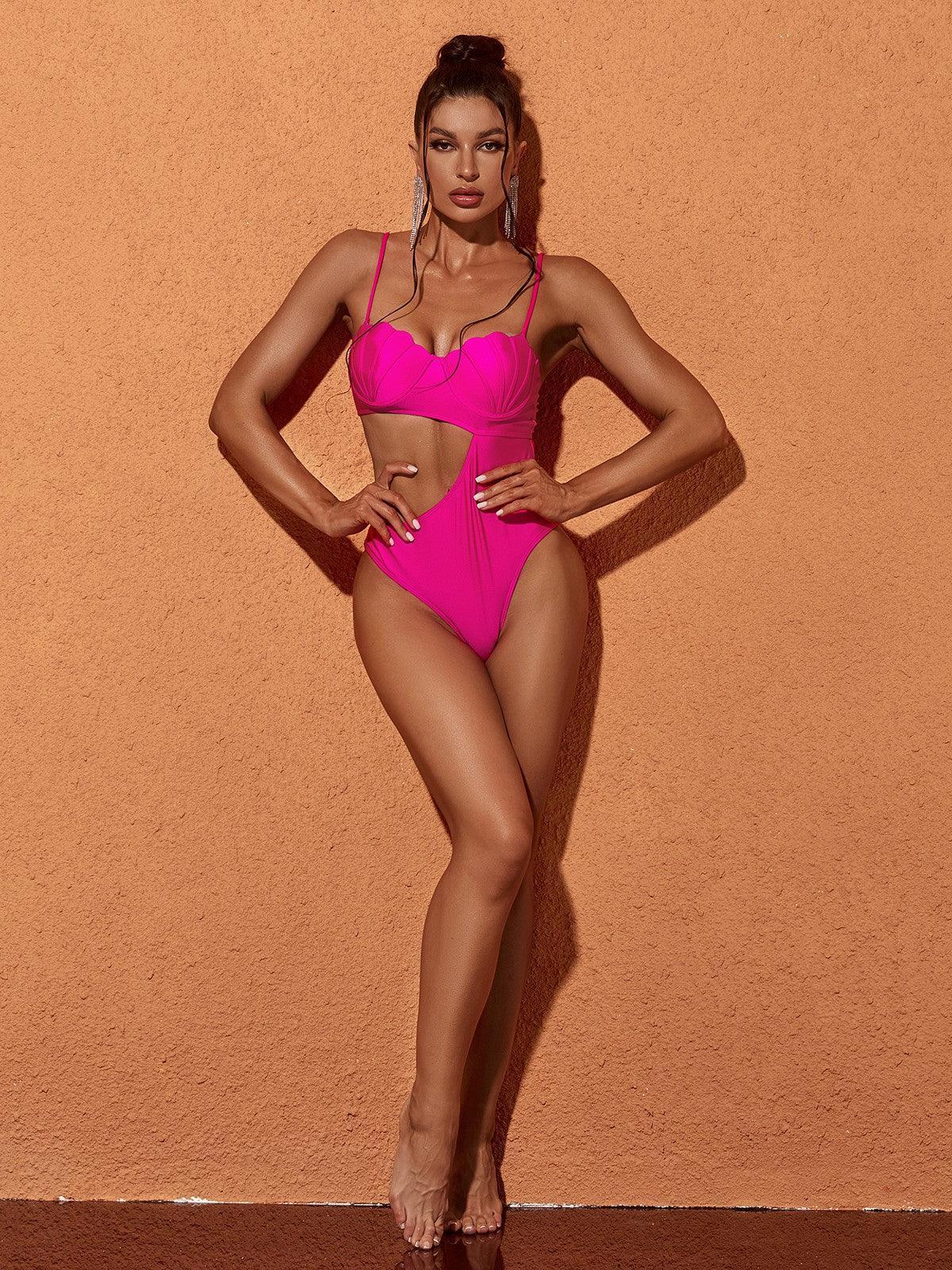 Codi Cutout One Piece Swimsuit In Hot Pink - Image 2