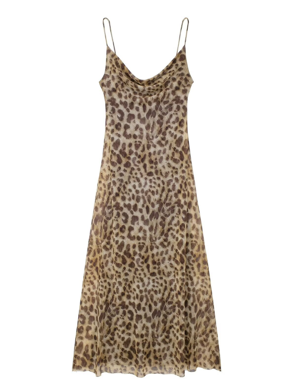 Drynthia Spaghetti Leopard Midi Dress In Brown - Image 7