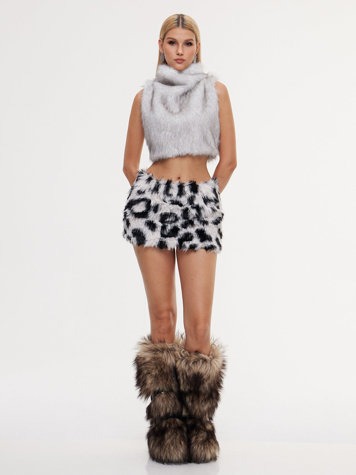 Eccentra Animal Printed Faux Fur Skirt - Image 2
