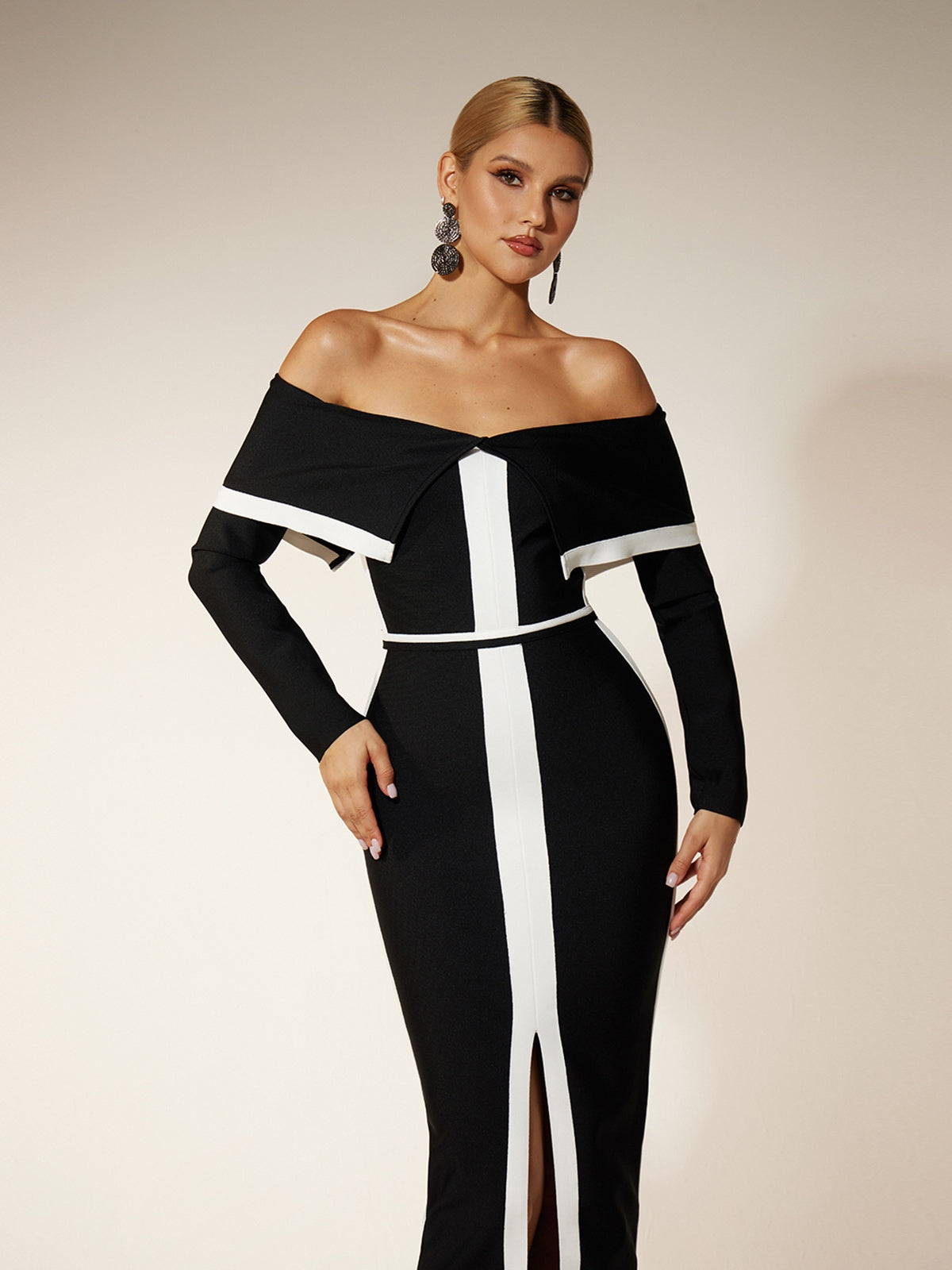 Eindride Off Shoulder Split Bandage Dress - Image 5