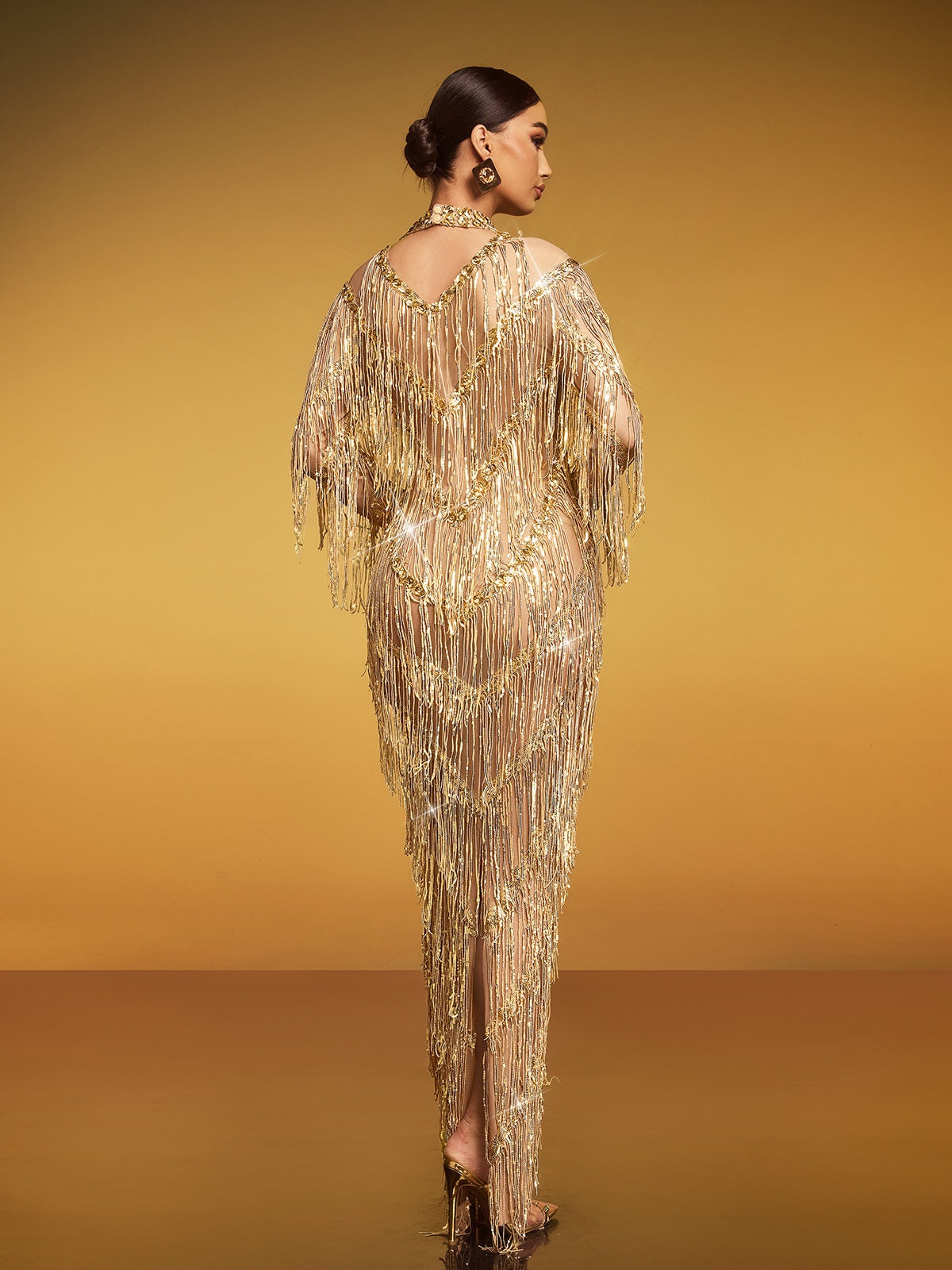 Emanon Fringe Sequin Maxi Dress - Image 6