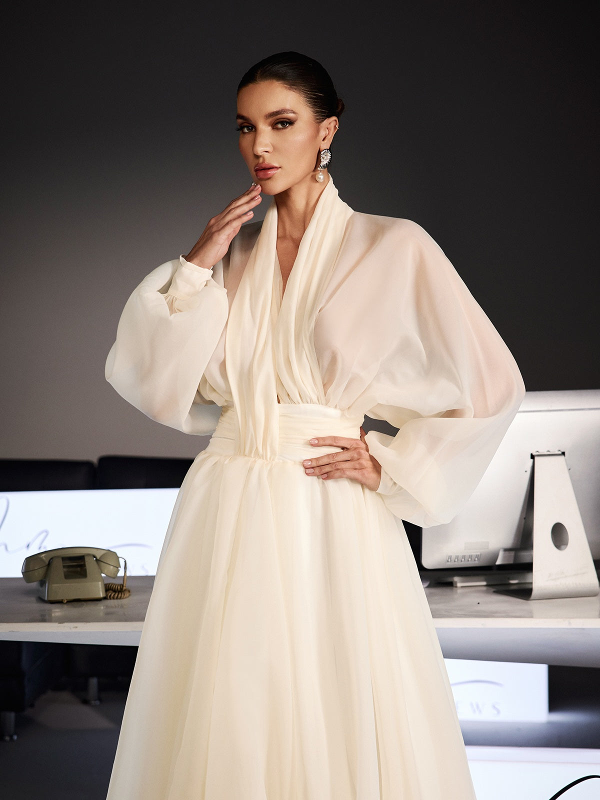 Ferdousi Balloon Sleeve Bubble Midi Dress - Image 3