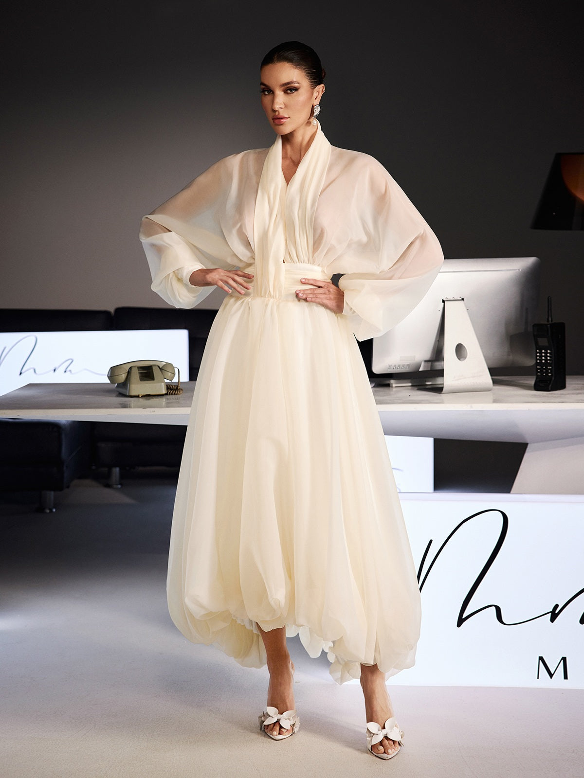 Ferdousi Balloon Sleeve Bubble Midi Dress - Image 4