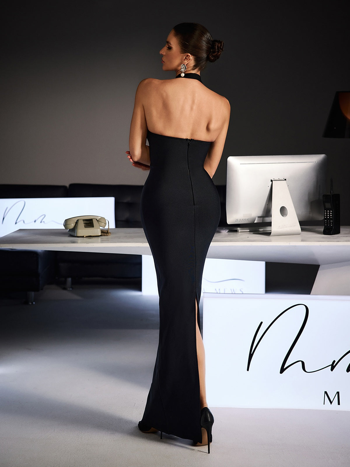 Ferid Halterneck Cutout Bandage Maxi Dress In Black - Image 6