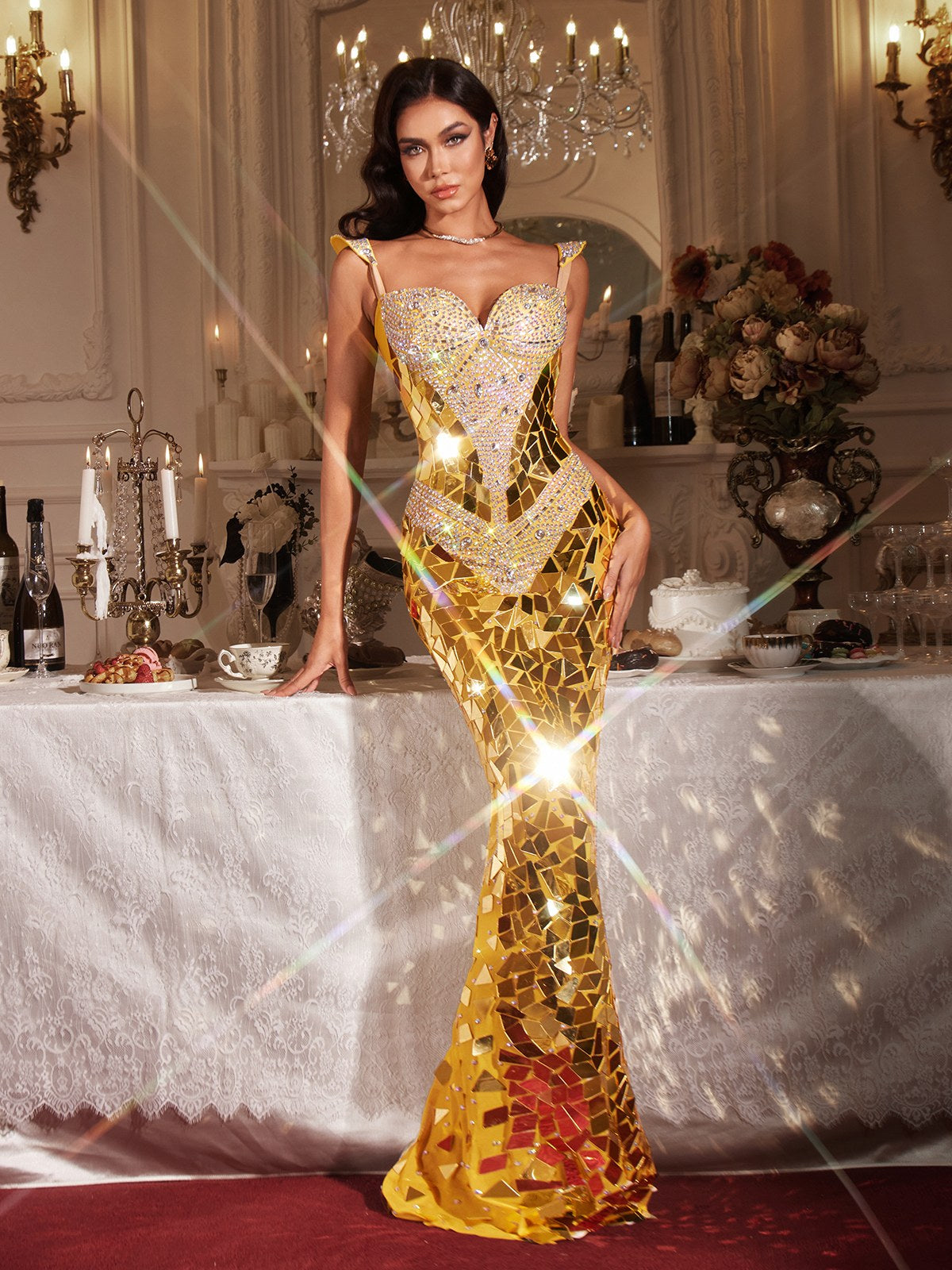 Finnegan Sleeveless Rhinestone Maxi Dress - Image 2