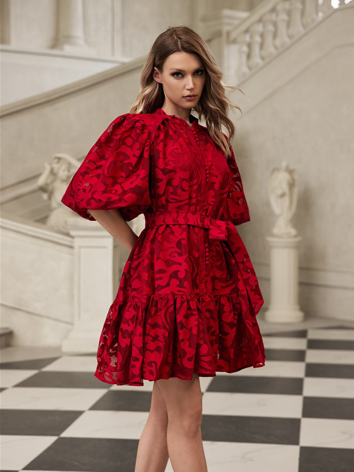 Galdris Puff Sleeve Printed Mini Dress - Image 2