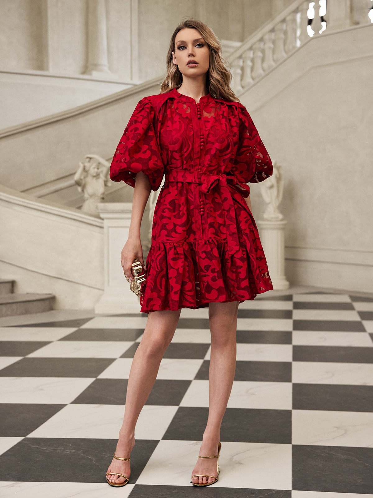 Galdris Puff Sleeve Printed Mini Dress - Image 3