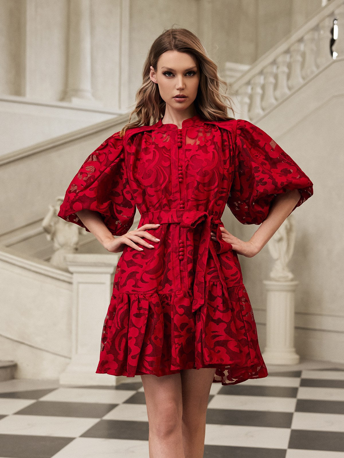 Galdris Puff Sleeve Printed Mini Dress - Image 5