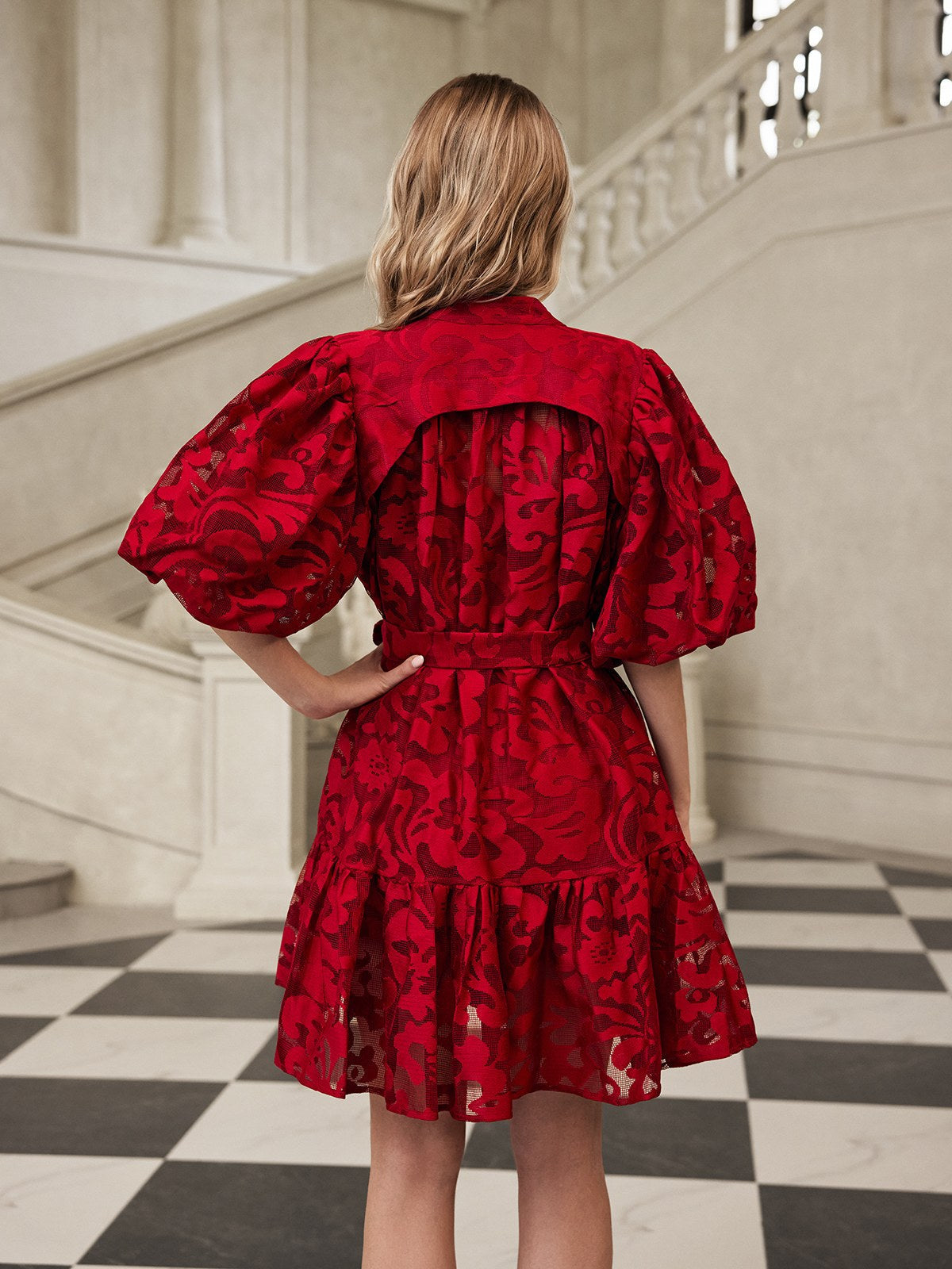 Galdris Puff Sleeve Printed Mini Dress - Image 6