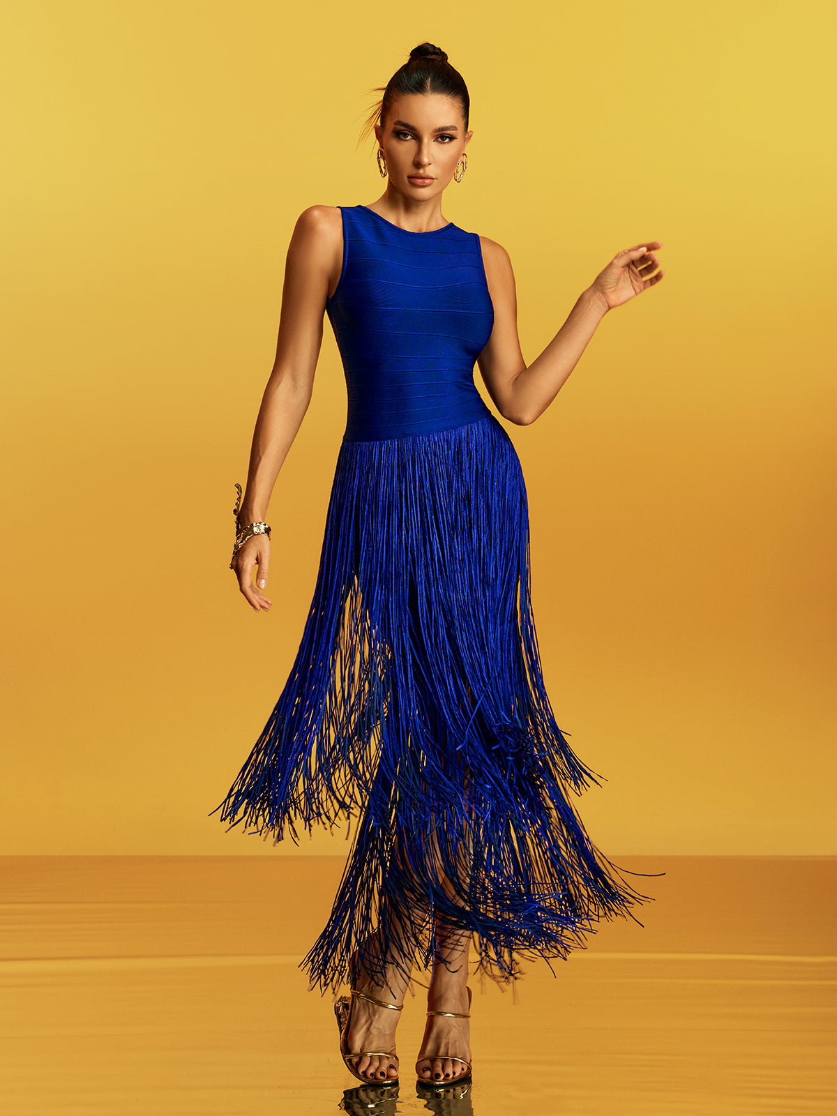 Gradia Sleeveless Fringe Midi Dress - Image 3