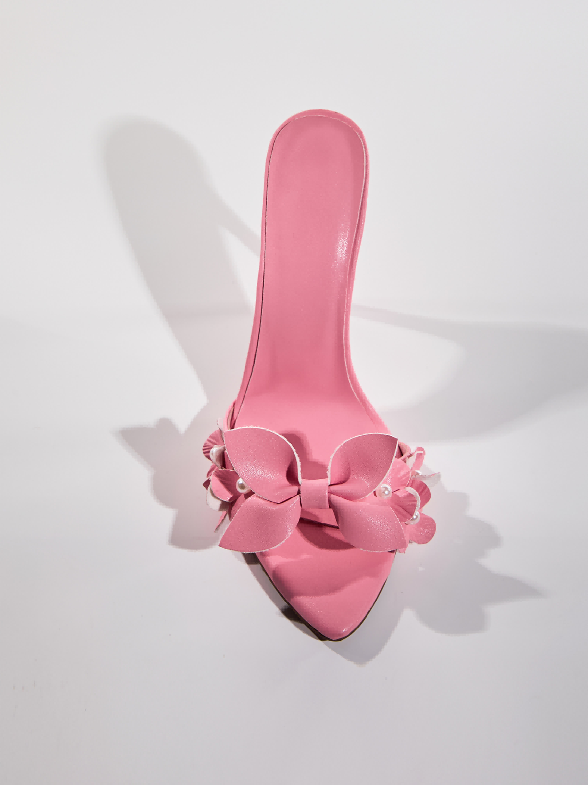 Grain Pearl Flower Slippers In Pink - Image 5