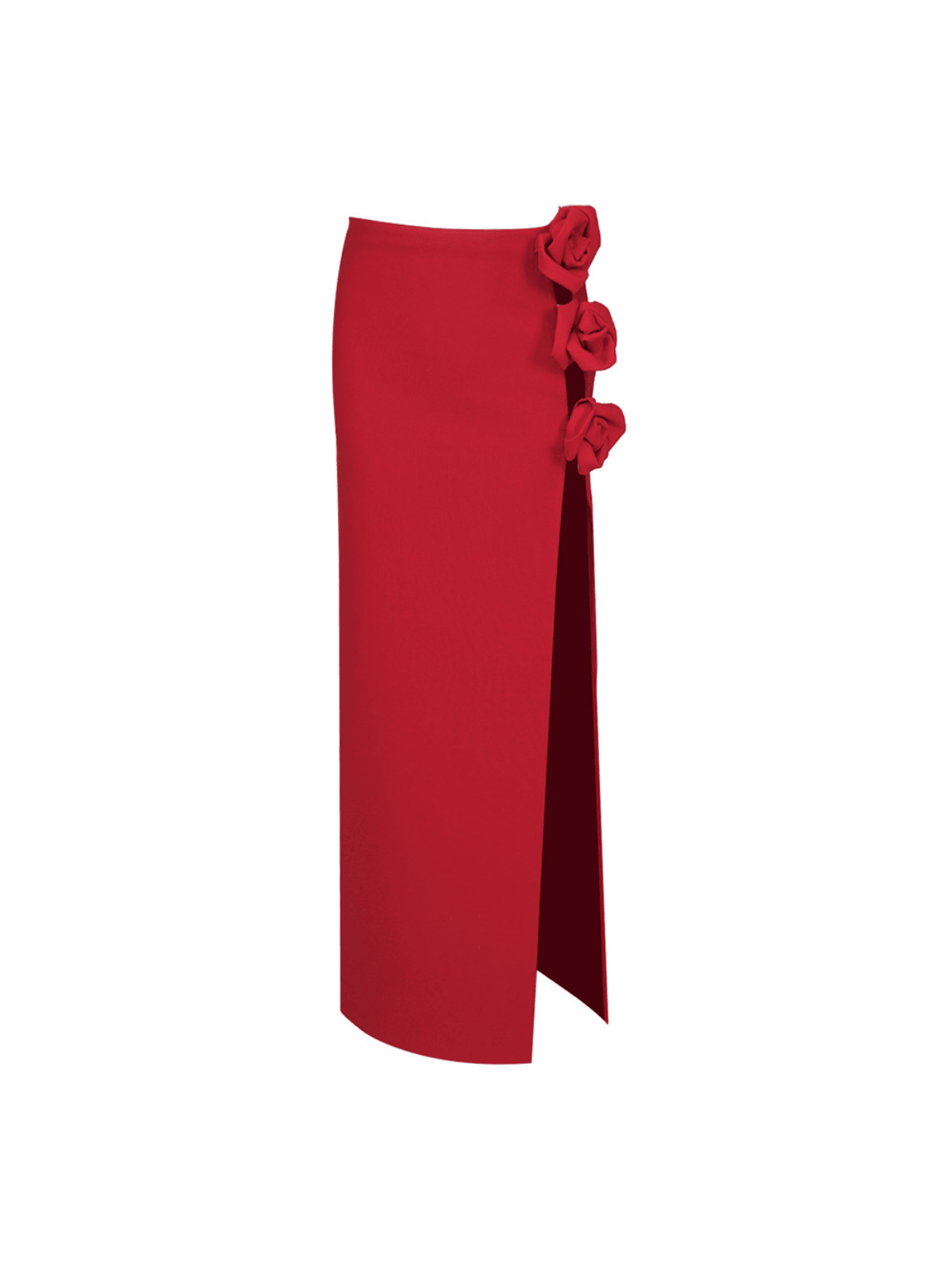 Jessamine Flower Asymmetric Bandage Skirt In Red - Image 5