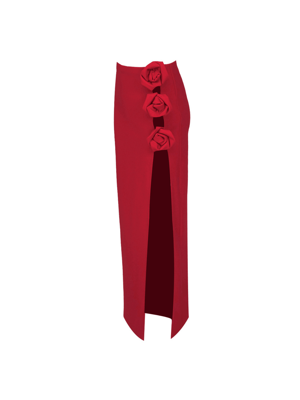 Jessamine Flower Asymmetric Bandage Skirt In Red - Image 6