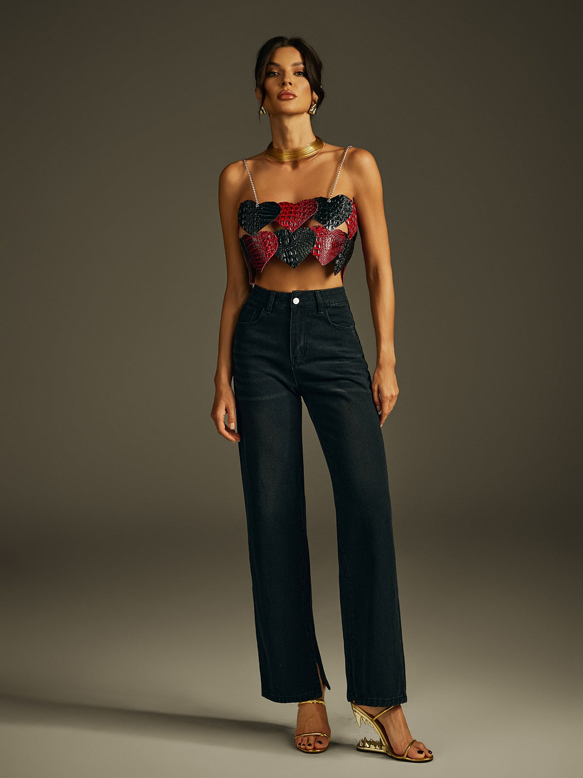 Jyren Spaghetti Chain Heart Top - Image 2