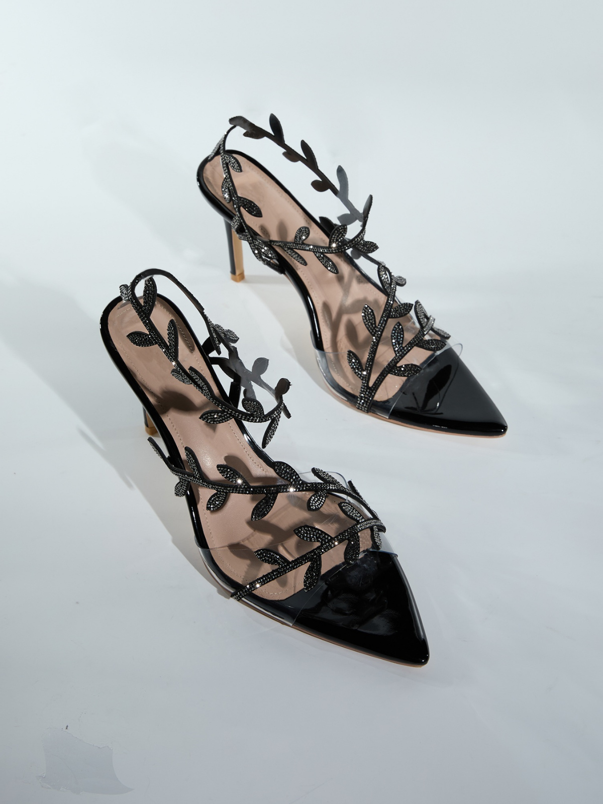 Lorana Leaf Strass-Sandalen in Schwarz