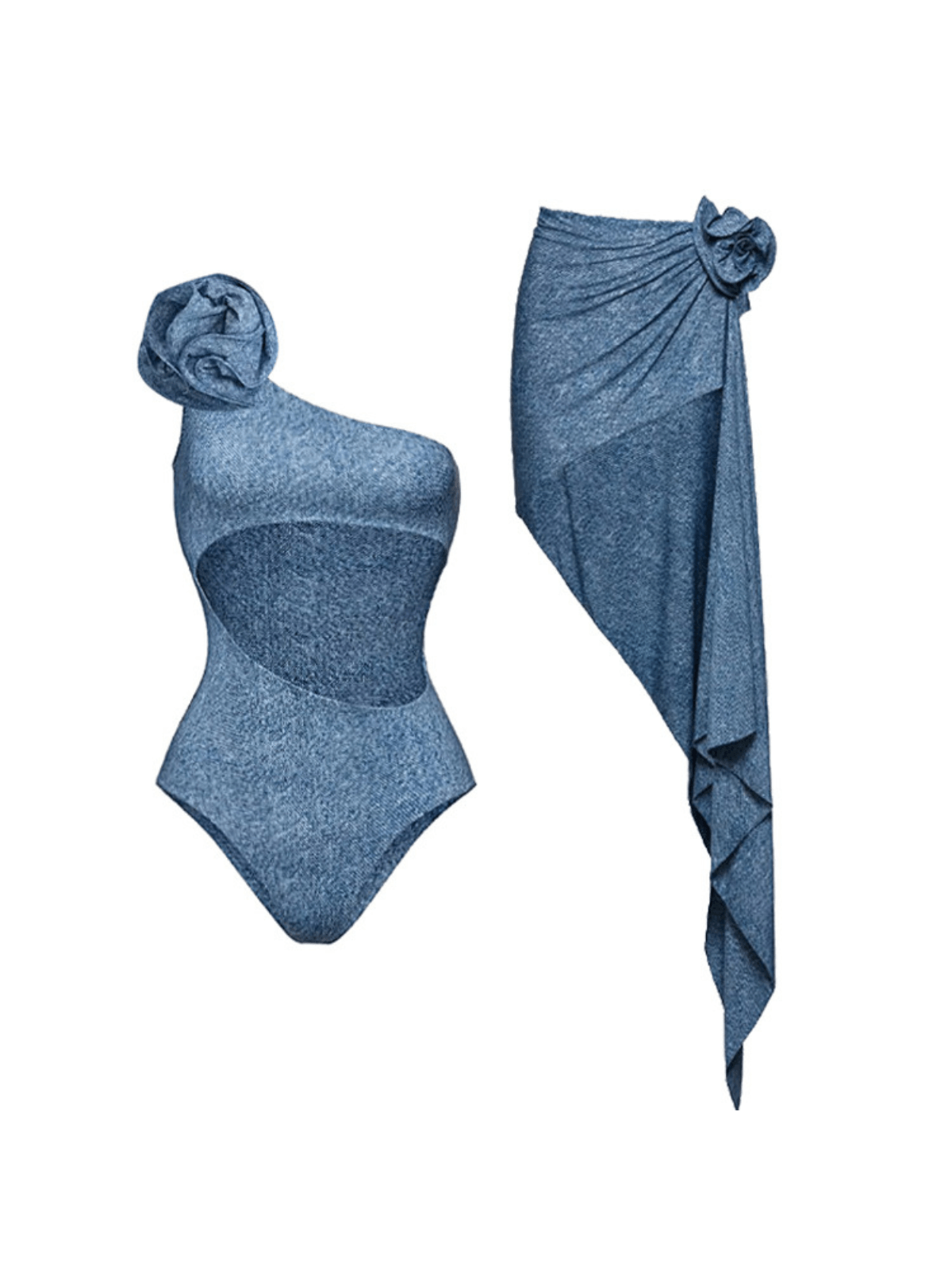 Ortiz Flower Denim Swimwear Two Piece Set - Image 7