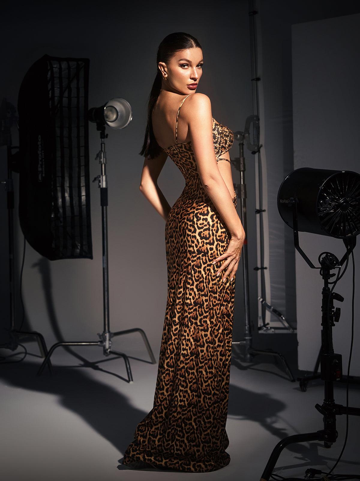Peyton Crystal Embellished Leopard Maxi Dress - Image 6