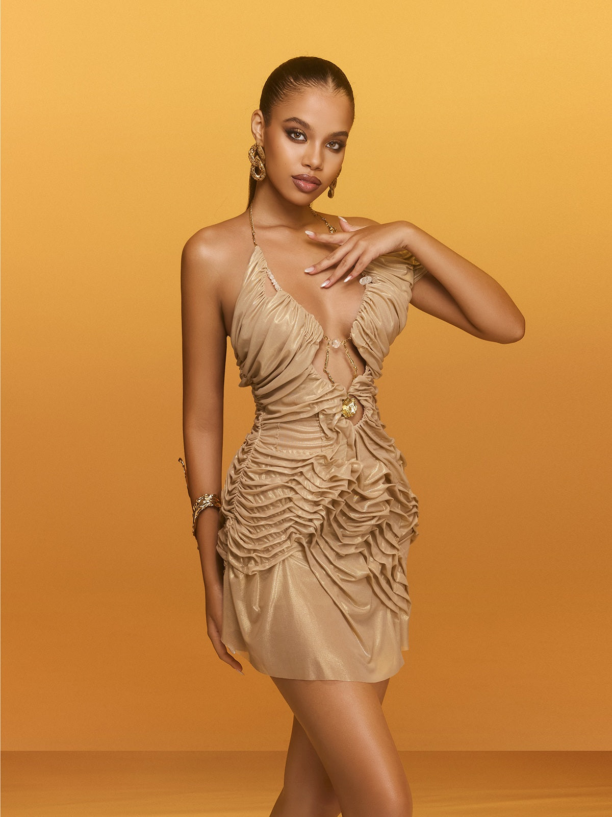 Reut Halterneck Ruched Mini Dress - Image 5