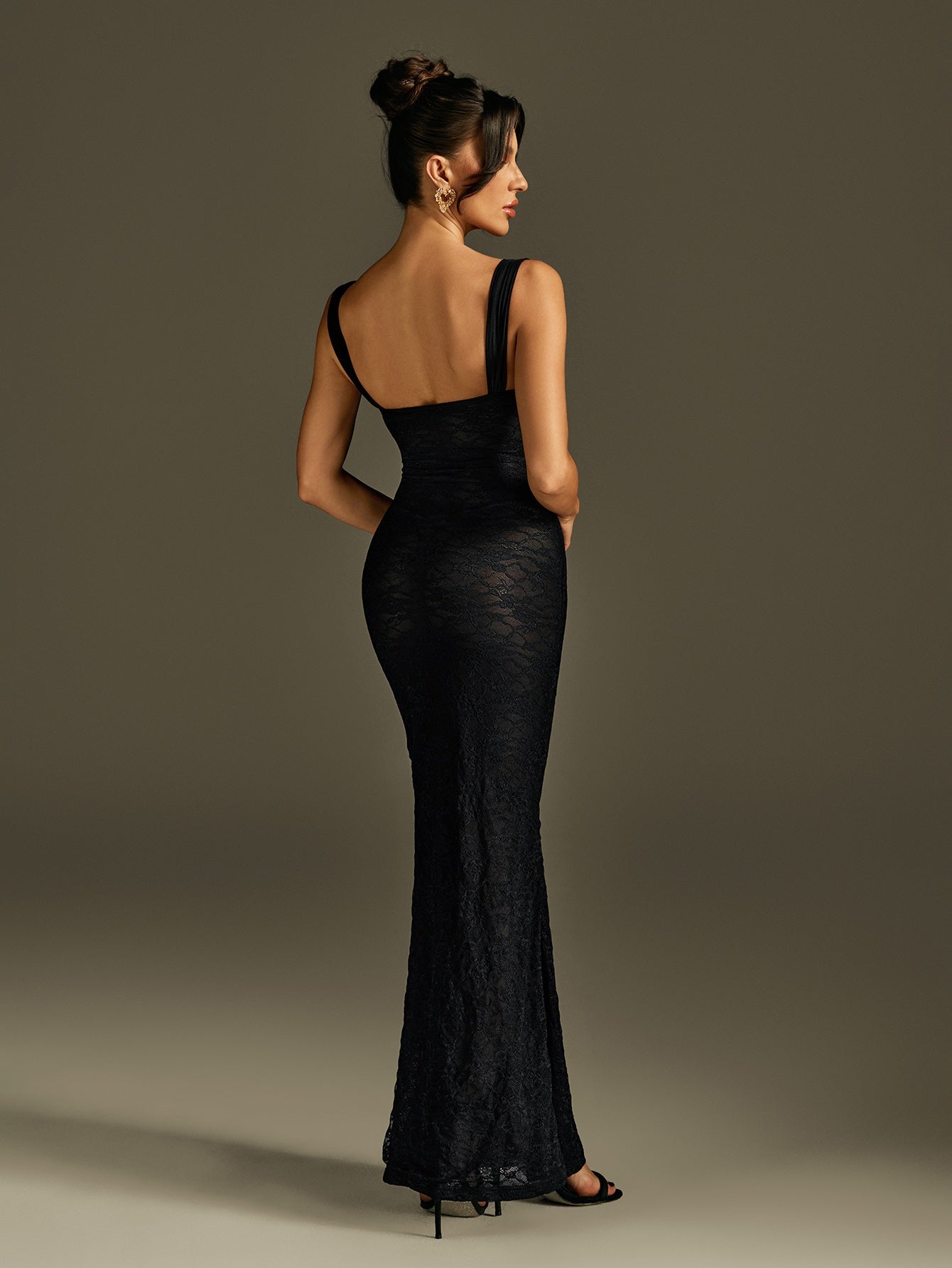 Ronna Spaghetti Lace Maxi Dress In Black - Image 6