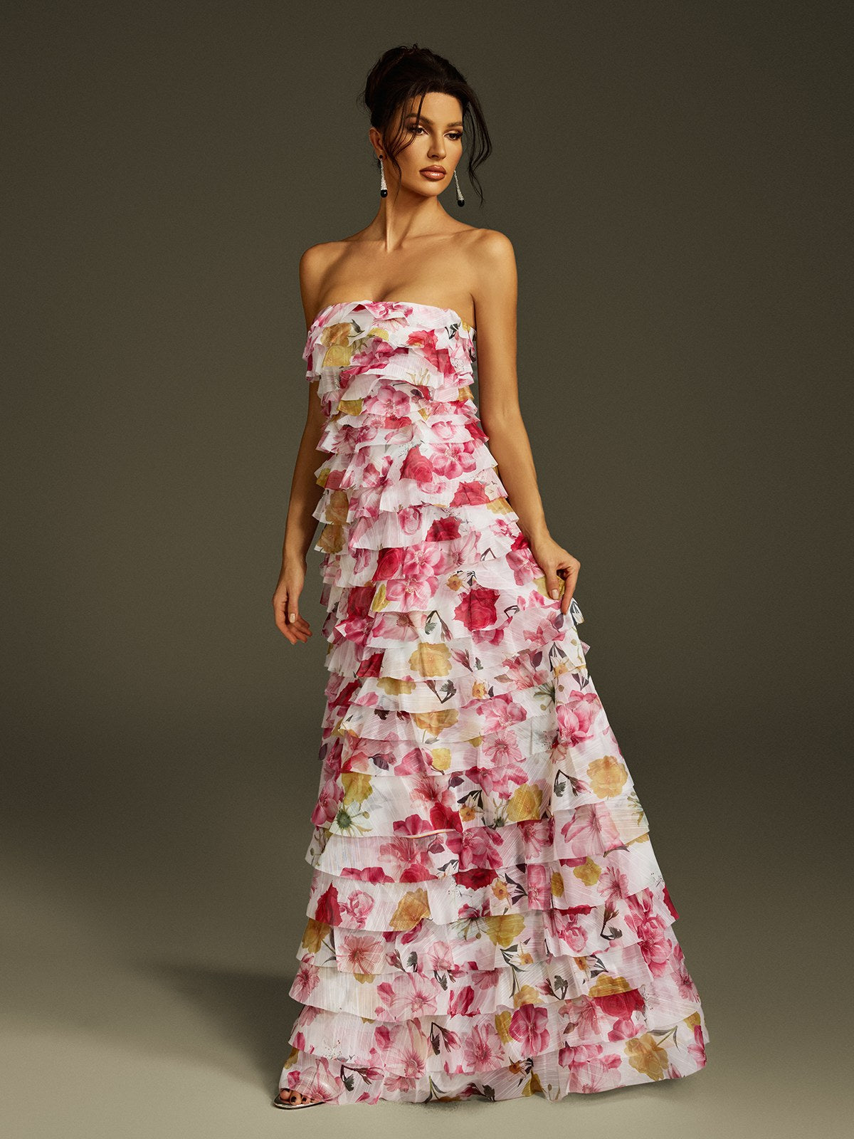 Solum Strapless Tiered Floral Maxi Dress - Image 2
