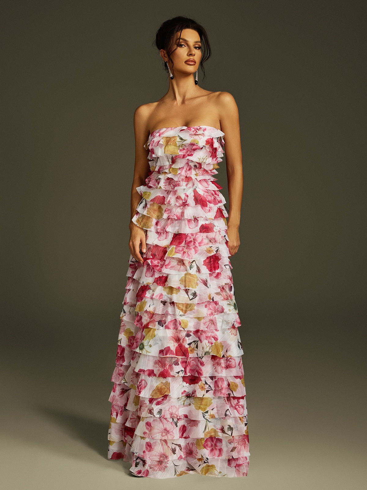 Solum Strapless Tiered Floral Maxi Dress - Image 4