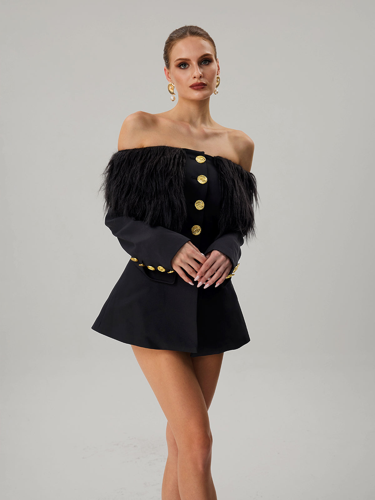 Vazzar Off Shoulder Fringe Blazer - Image 4