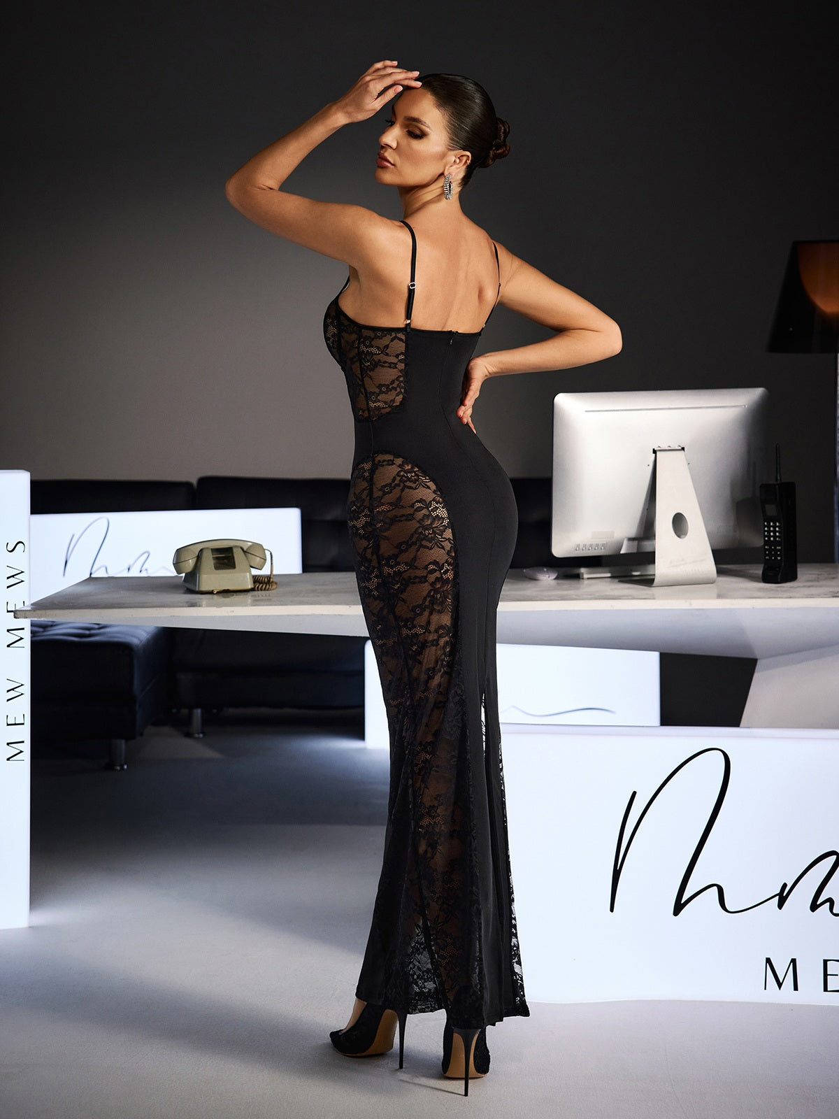 Velyxra Spaghetti Lace Maxi Dress In Black - Image 6