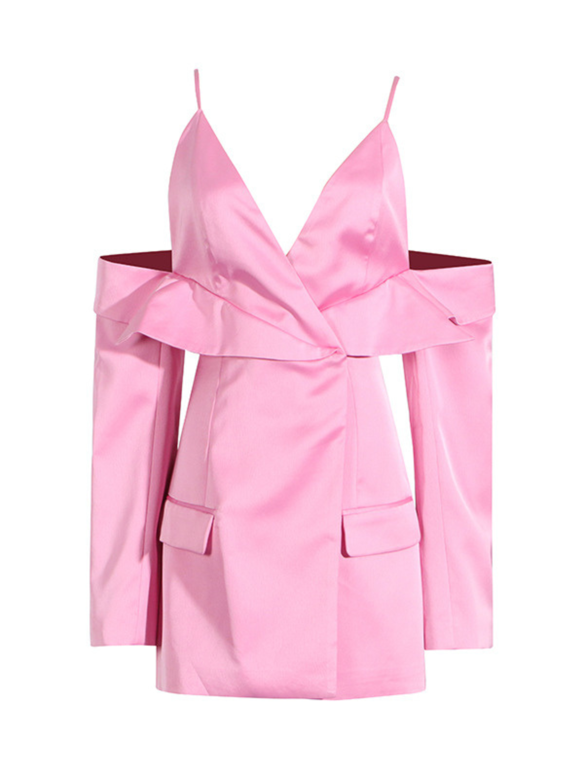 Vila Plunge Draped Satin Blazer - Image 7
