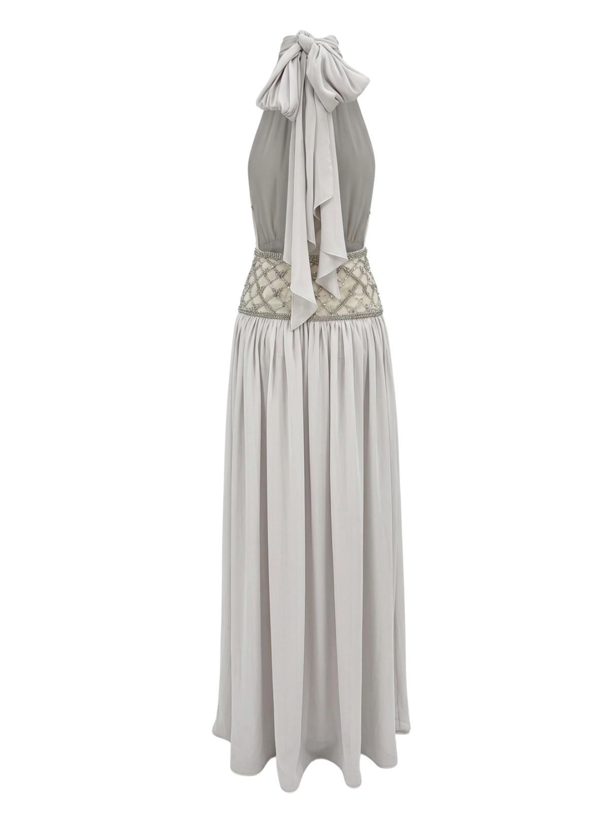 Altoir Halterneck Ruched Crystal Maxi Dress In Beige - Image 7