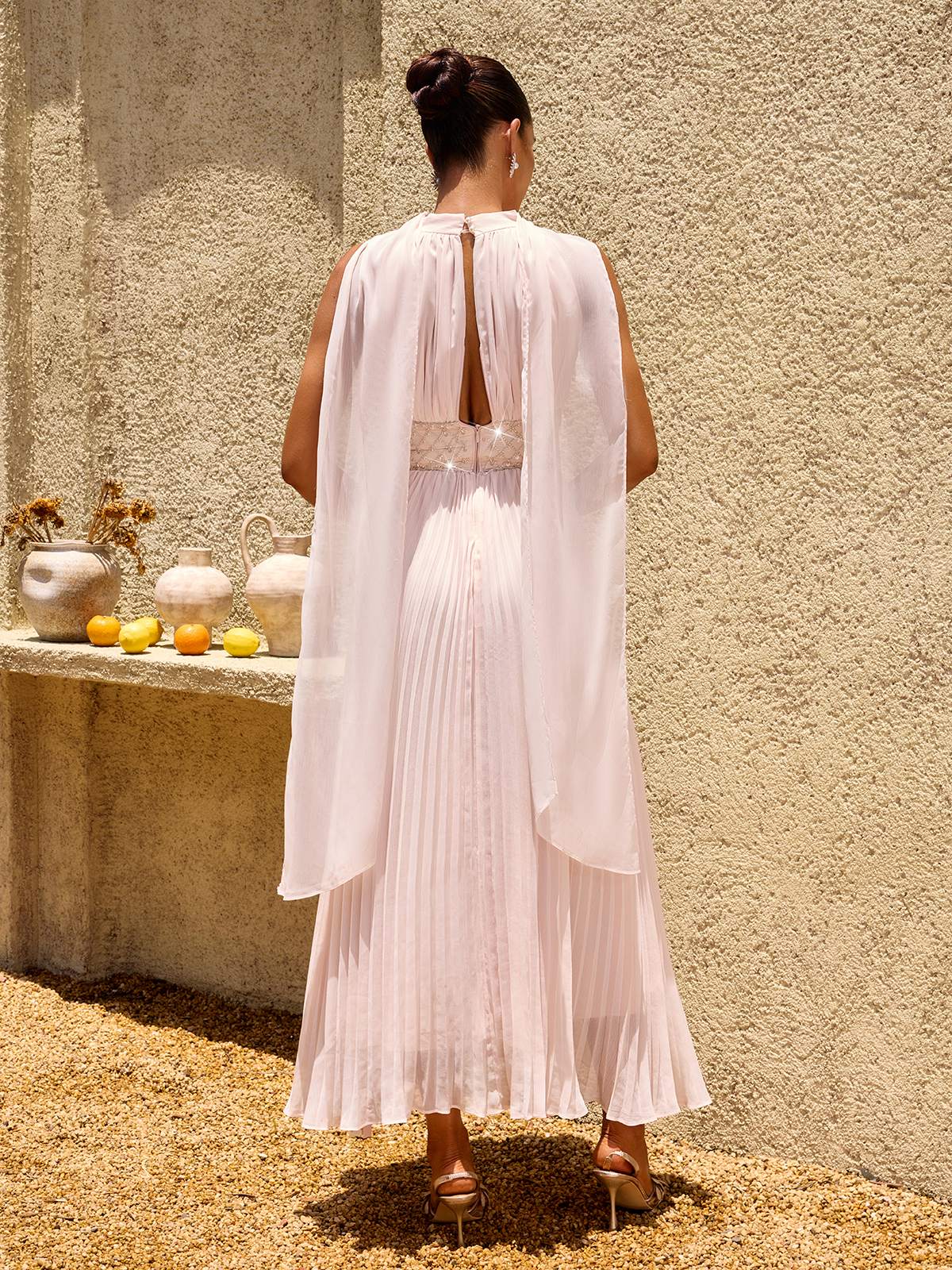 Altoir Pleated Rhinestone Maxi Dress - Image 6