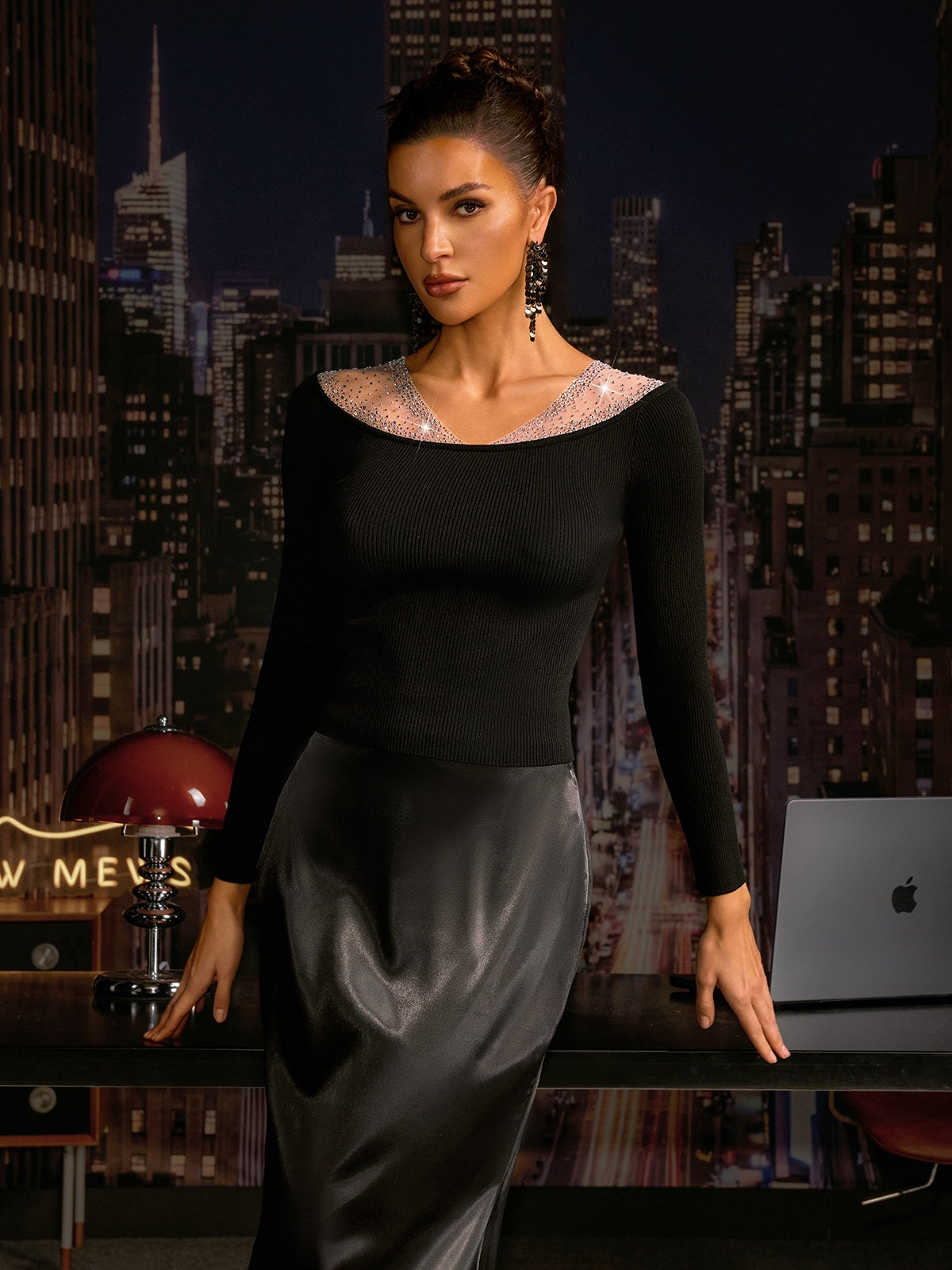 Andarta Long Sleeve Rhinestone Top - Image 4