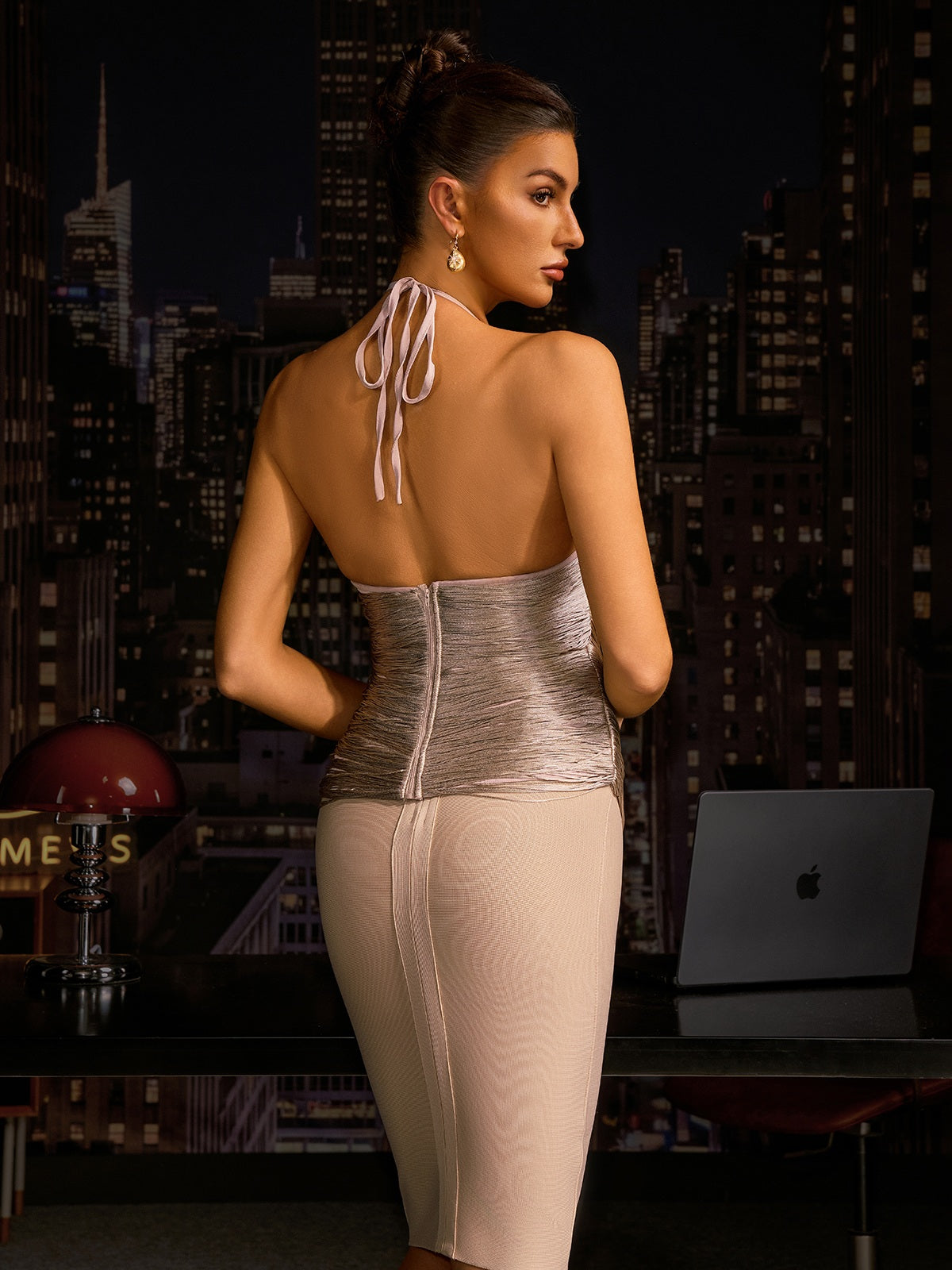 Anielka Halterneck Fringe Top In Champagne - Image 6