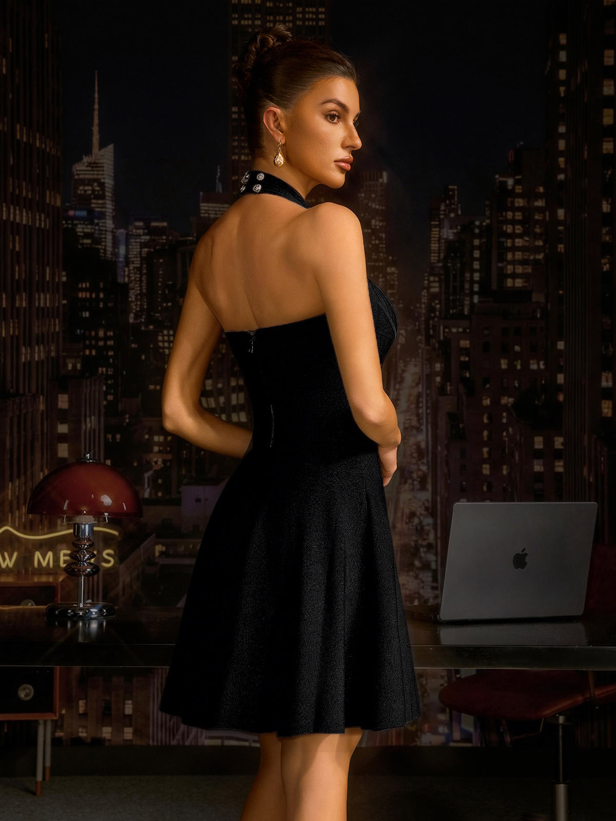 Aniol Halterneck Knitted Mini Dress In Black - Image 6