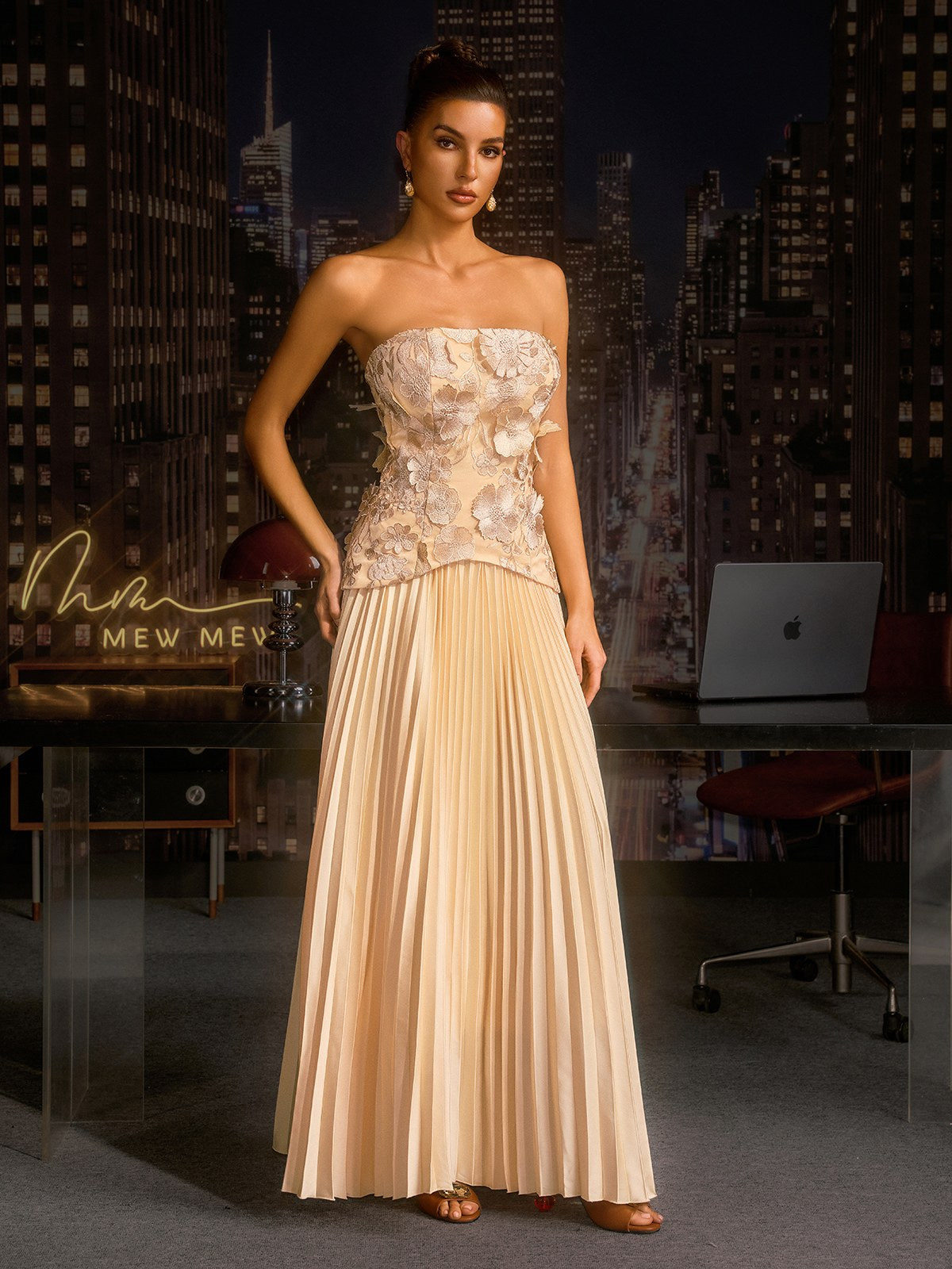 Anisha Flower Embroidered Pleated Skirt Set - Image 5