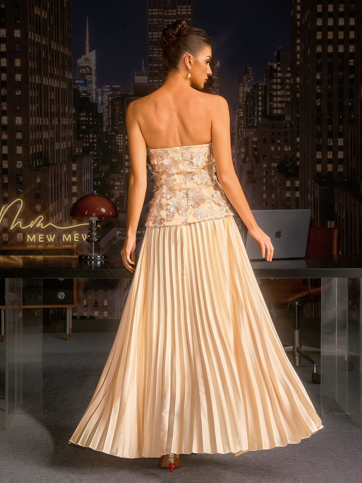 Anisha Flower Embroidered Pleated Skirt Set - Image 6