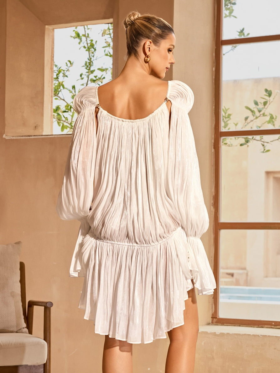 Arixora Bell Sleeve Draped Mini Dress - Image 6