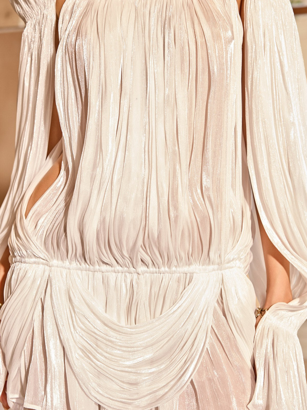 Arixora Bell Sleeve Draped Mini Dress - Image 7