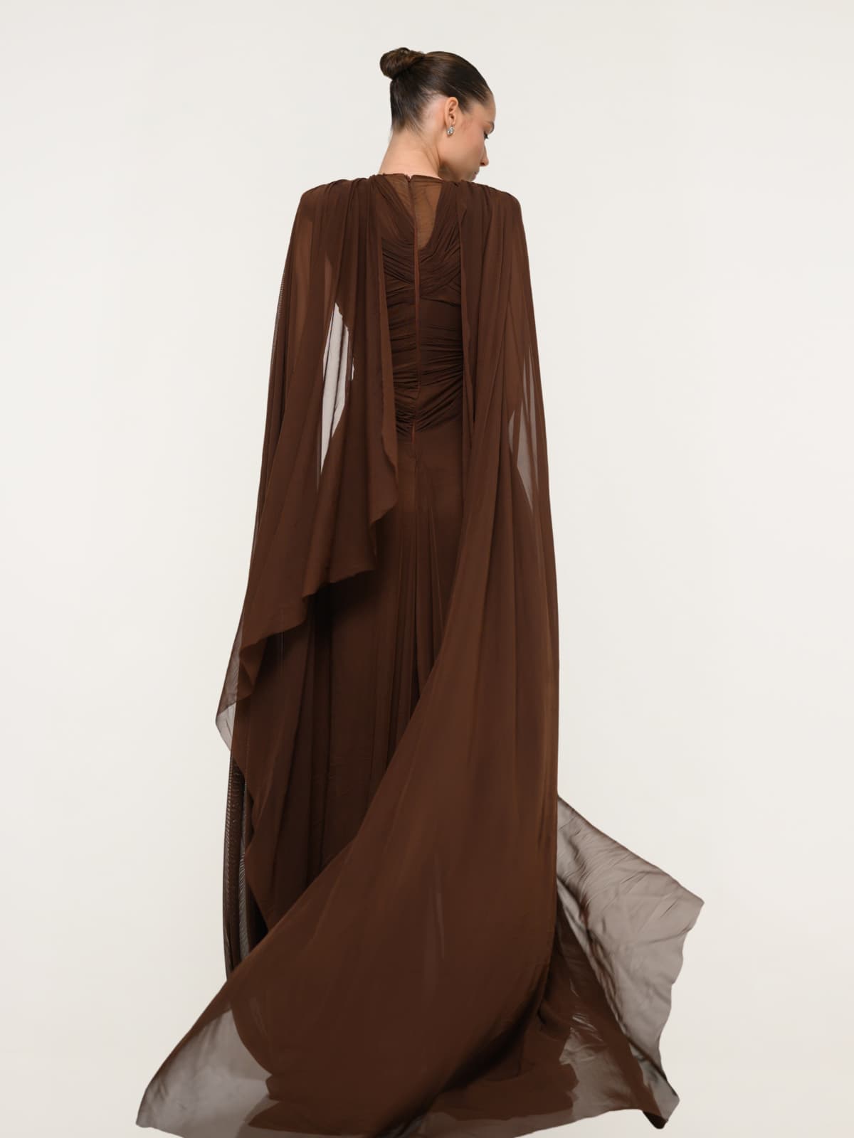 Arveth Cape Ruched Twisted Maxi Dress - Image 4