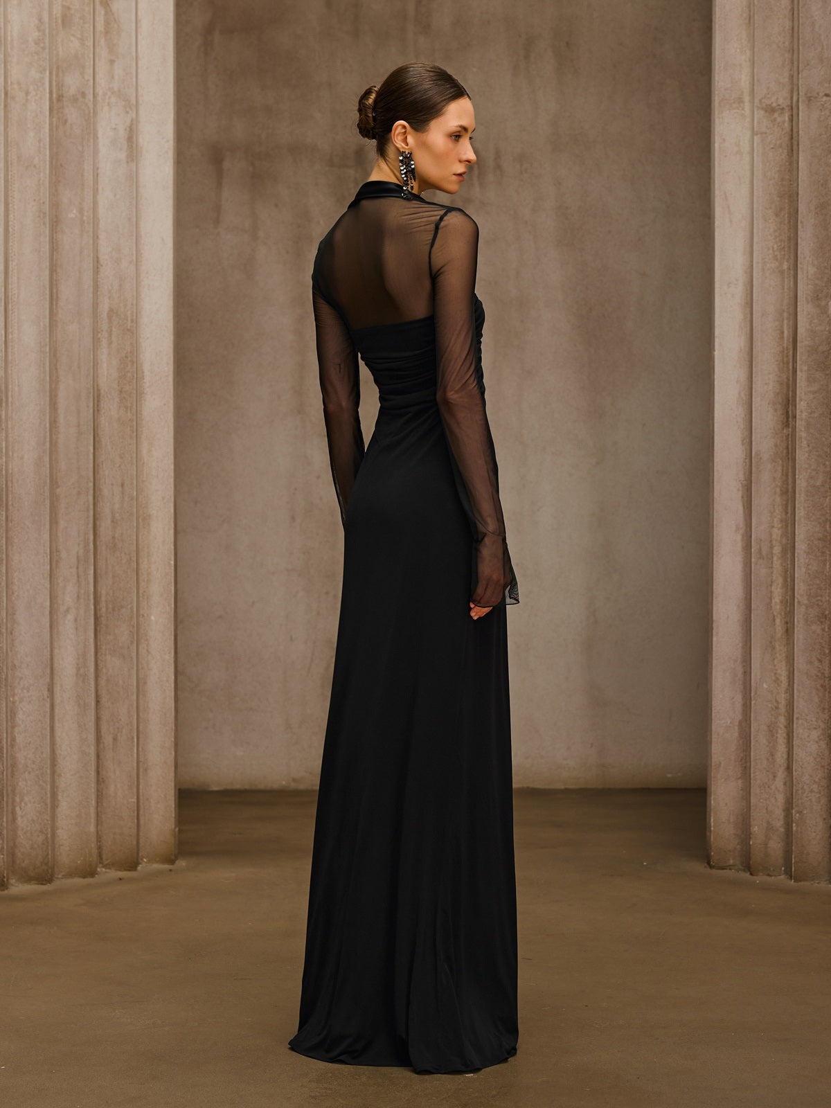 Asthenor Long Sleeve Ruched Maxi Dress - Image 7