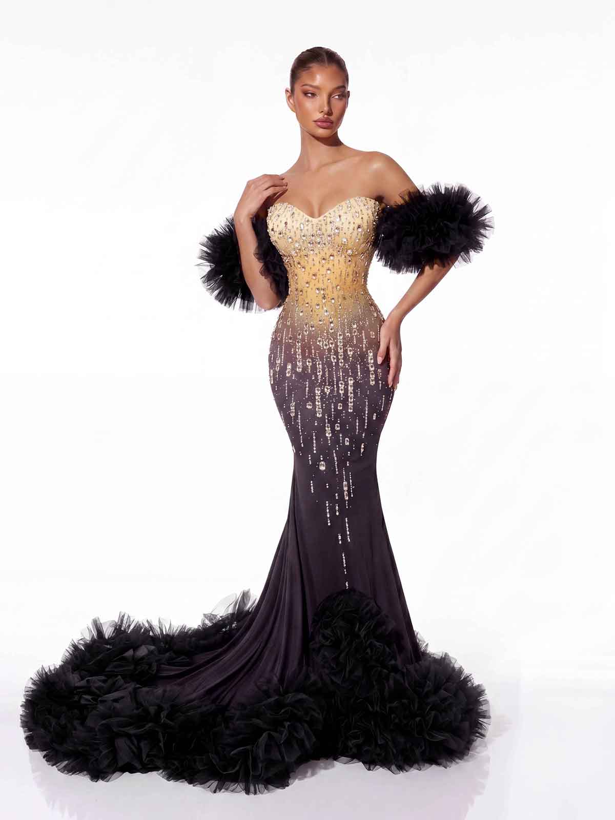 Aurelith Strapless Tulle Mermaid Maxi Dress