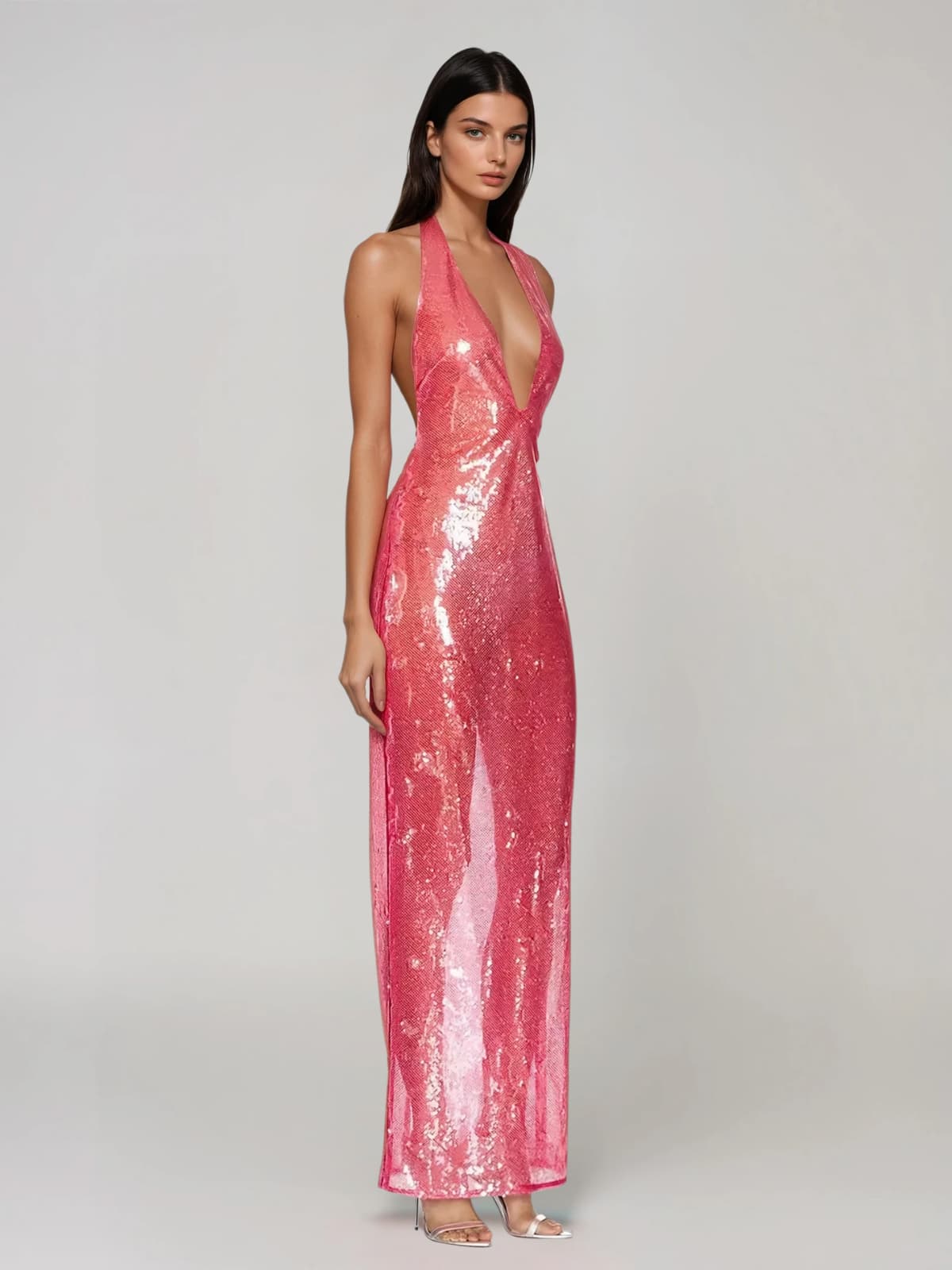 Avenor Plunge Neck Sequin Maxi Dress - Image 2