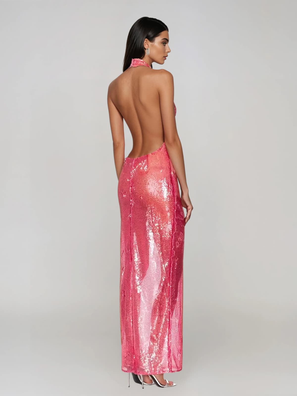 Avenor Plunge Neck Sequin Maxi Dress - Image 3
