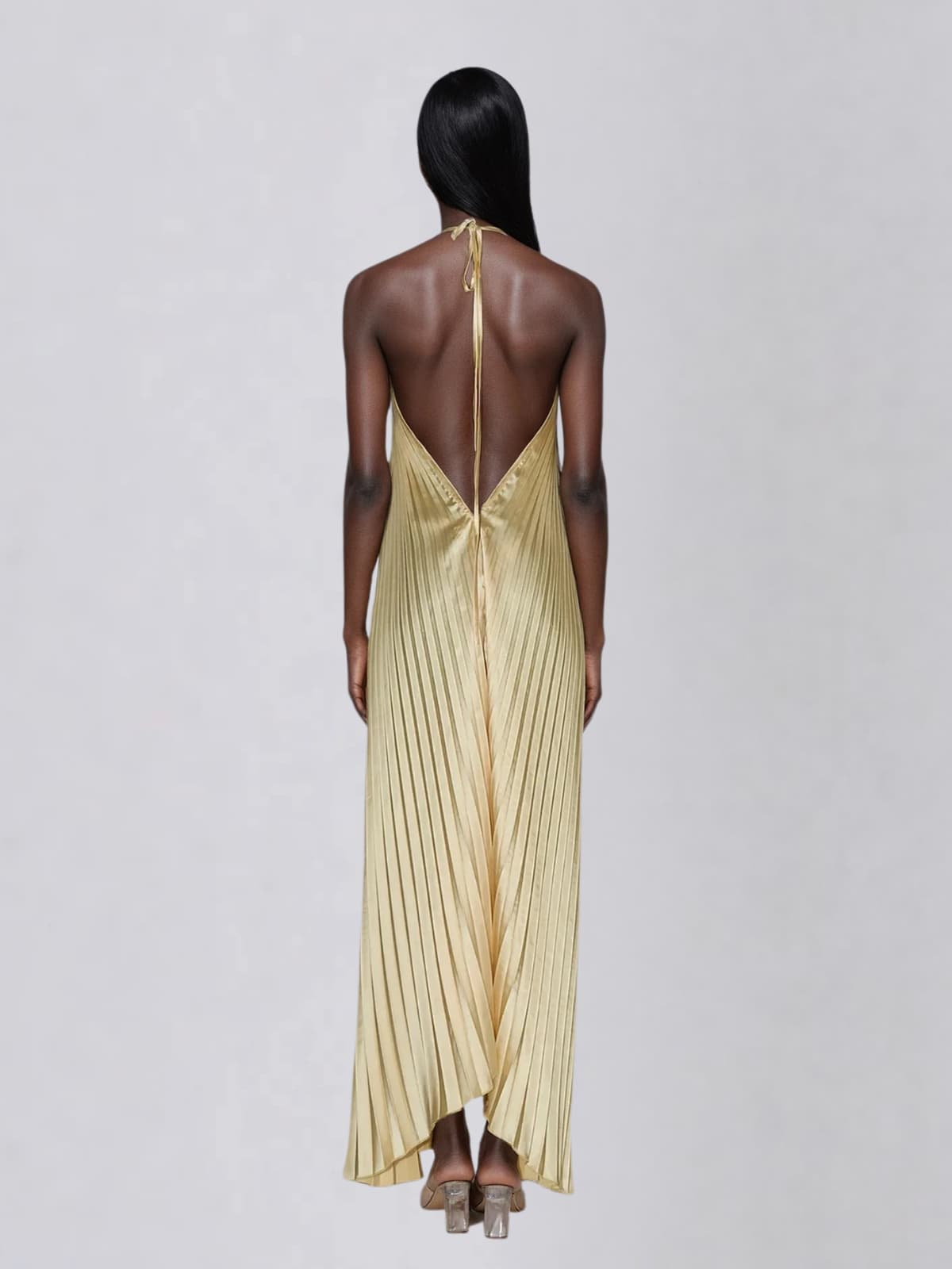 Belvix Backless Pleated Metallic Maxi Dress - Image 11