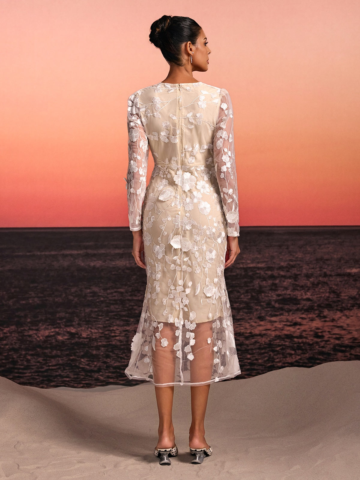 Brenik Embroidered Flower Midi Dress - Image 6