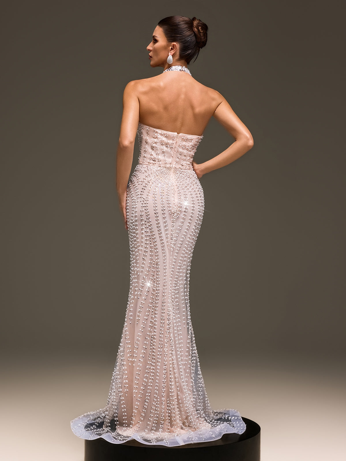 Caldrune Halterneck Pearl Sequin Maxi Dress - Image 7