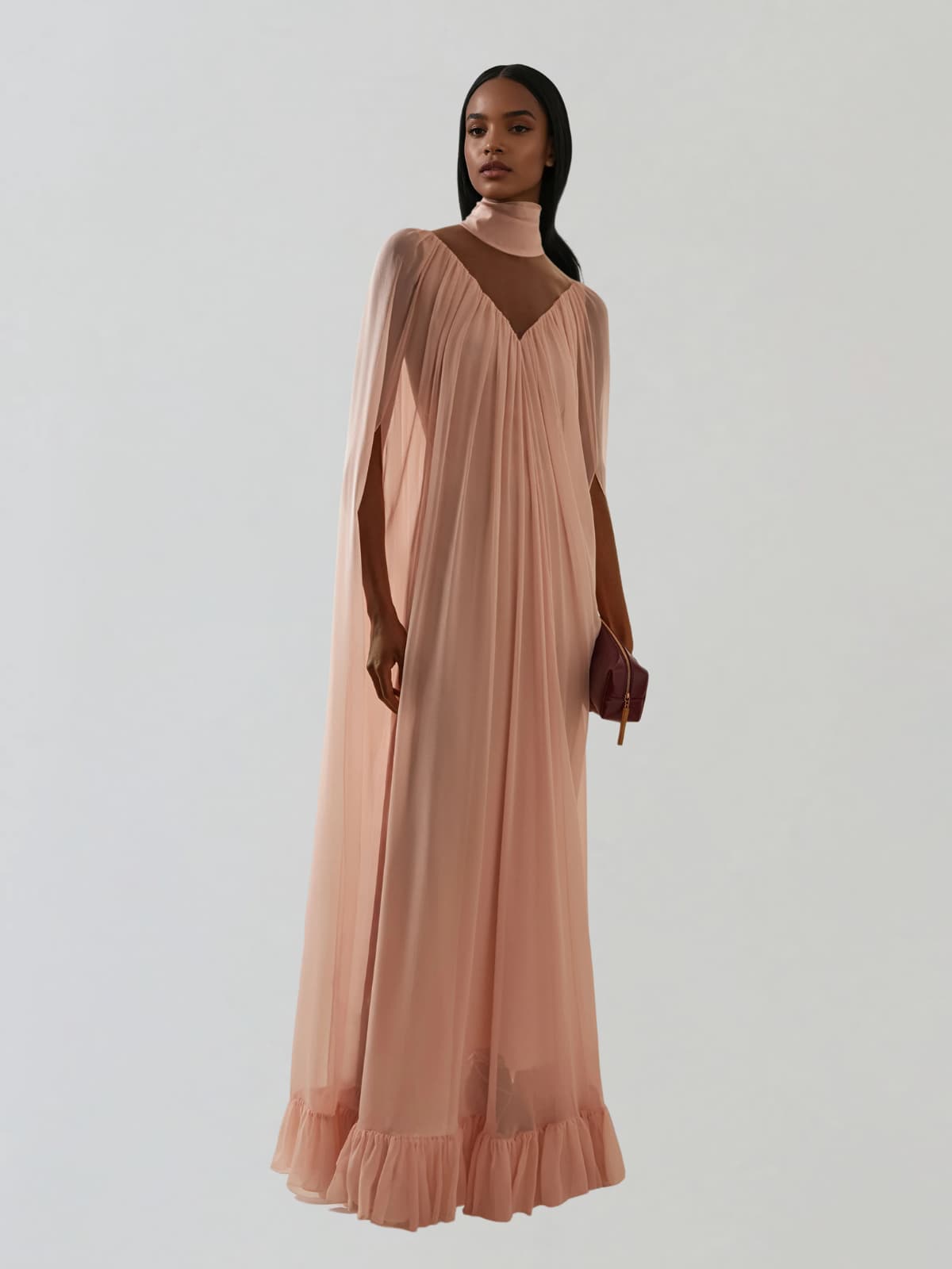 Cavoryx V Neck Cape Maxi Dress